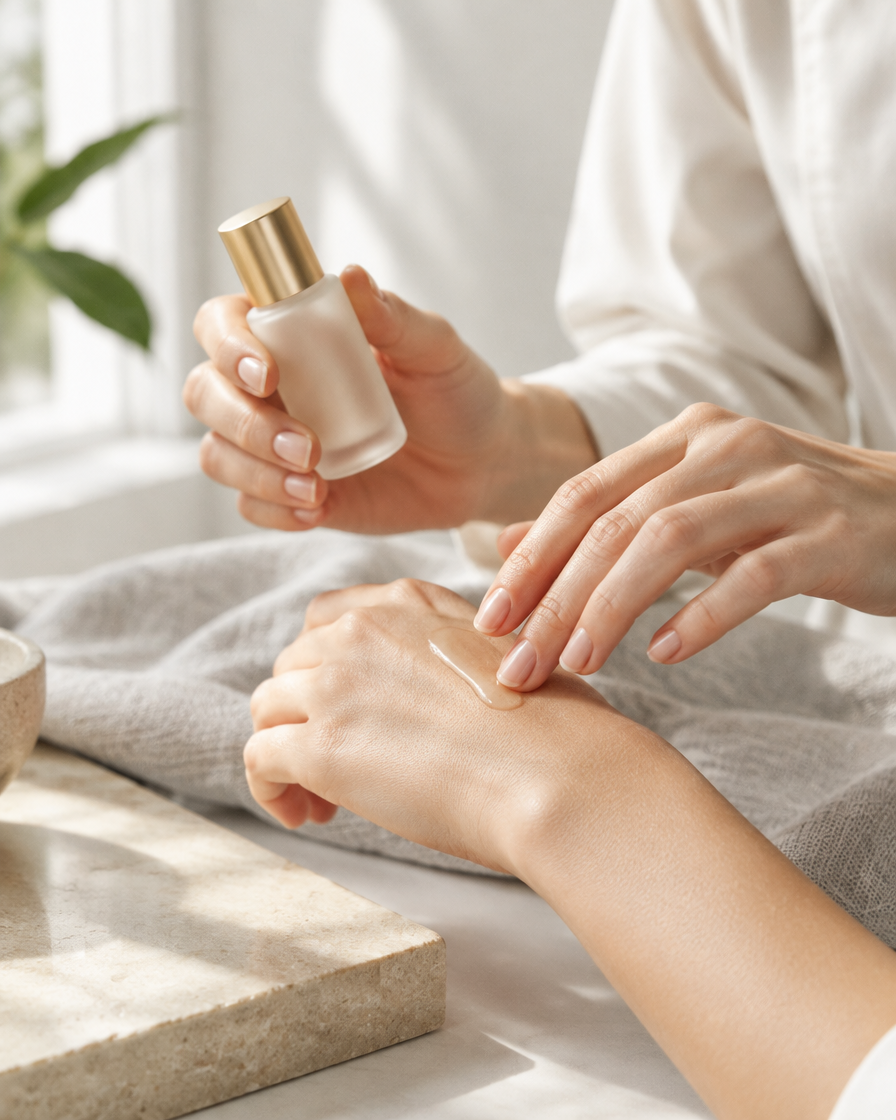 Beratung: Hände mit Serum, Variante 2